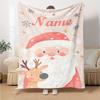 Custom Name Christmas Santa Claus Theme Printed Blanket - Perfect for Couch, Bed, Travel & Outdoor Use | Machine Washable, Cozy & Durable.