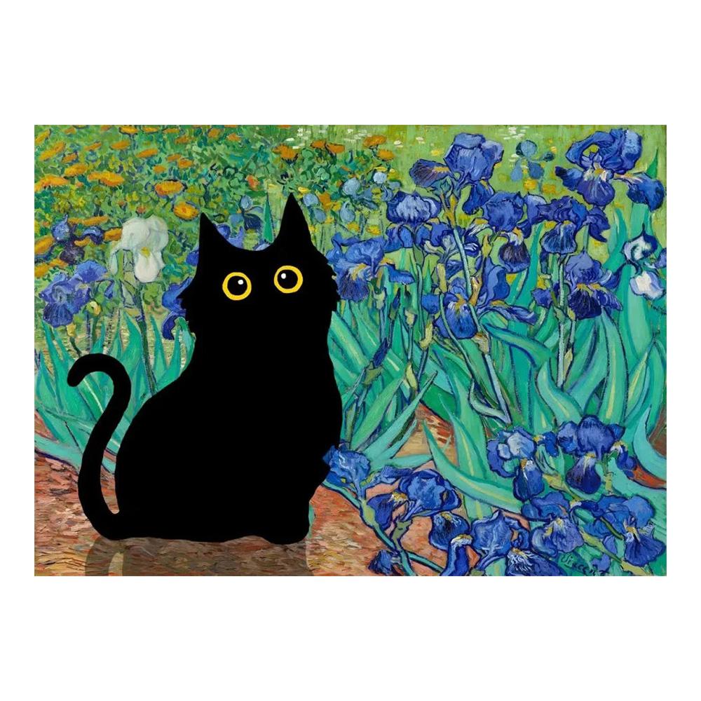 

Смішний чорний кіт Сад квітів Поле квітів Постер Друк Картина на полотні Мила тварина Ван Гог Настінне мистецтво для вітальні Будинку Де 20x30cm