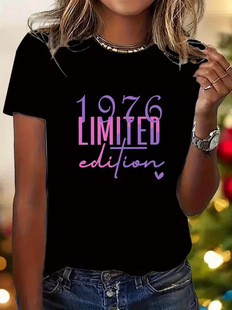 2026 Summer A Limited Edition Womens Shortsleeved Top with A 1976 Pattern Design Is Perfect As A Birthday Gift Tops