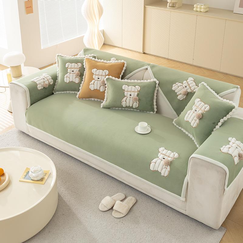 

Подушка для дивана зимняя плюшевая с противоскользящей подкладкой молочно-кремового цвета, новый чехол для дивана, тканевая подушка. 70*70cm