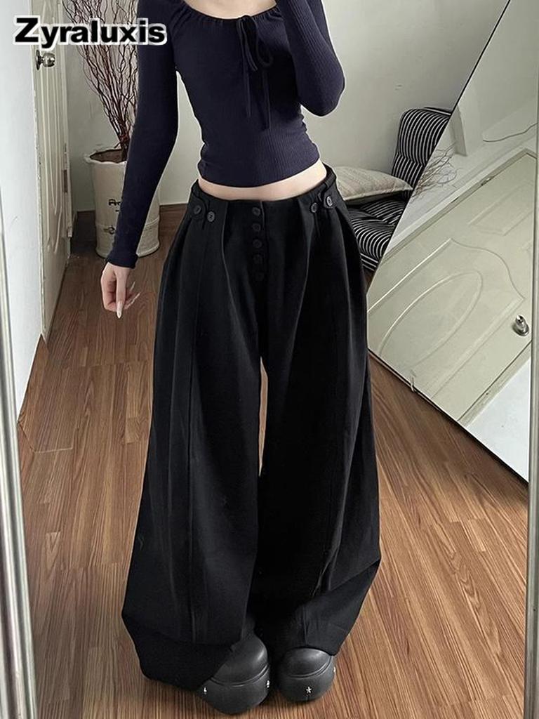 Korean Style White Casual Wide-Leg Women's Pants Autumn Winter New Arrivals Oversized Lazy Pants for Petite Straight-Leg Long Pants