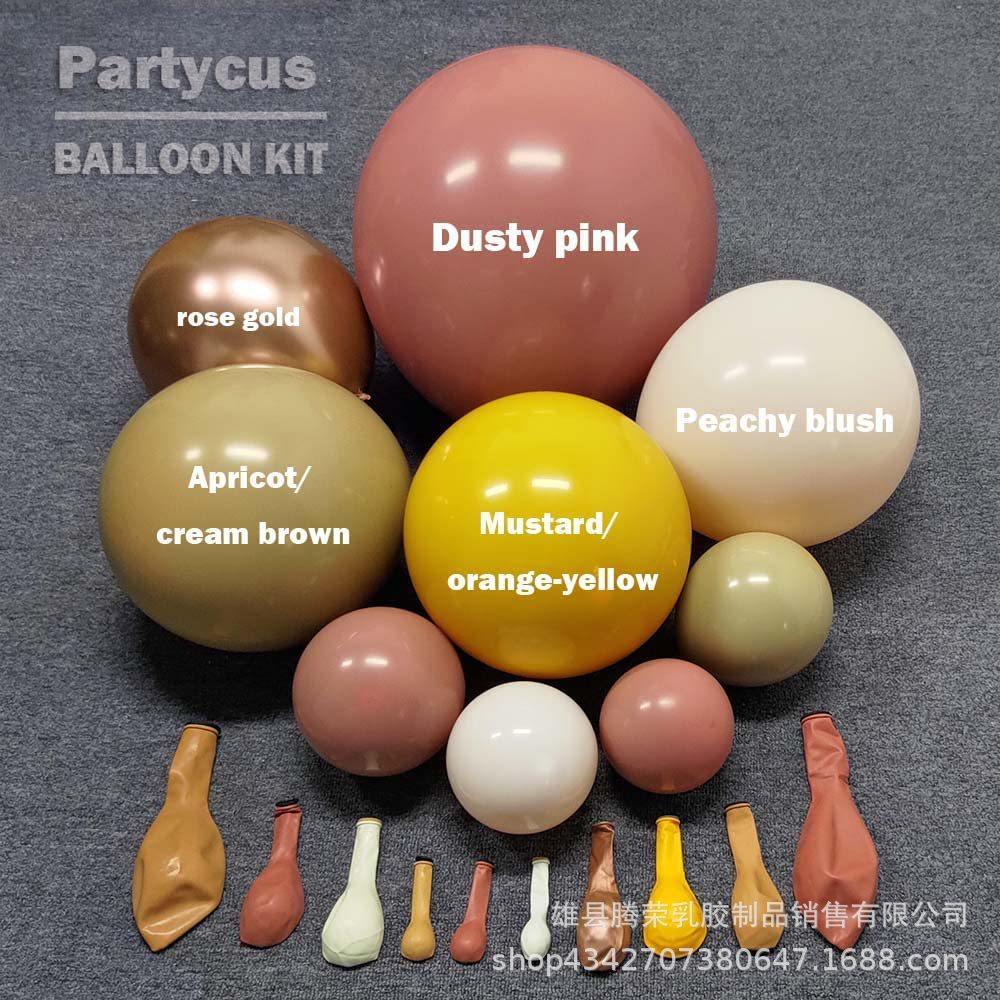 Bohemian Vintage Birthday Balloon Wreath Set Morandi Birthday Arch Double Vintage Pink Skin Tone