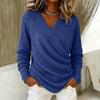 Women's V-Neck Long Sleeve Knit Sweater Casual Color Pullover Top