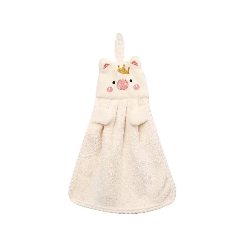 Hand towel household cute absorbent kitchen towel lazy rag wipe towel solid color children's hand