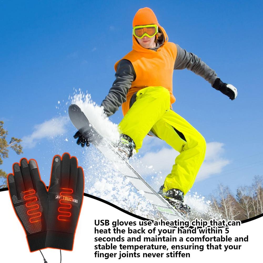 USB Touch Screen Gloves for Women Men Winter Warm Electric Heated Gloves Heated Motorcycle Gloves Windproof Heated Gloves