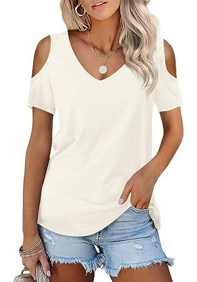 Women's 2023 Fashion Off-the-Shoulder Short Sleeve T-shirt