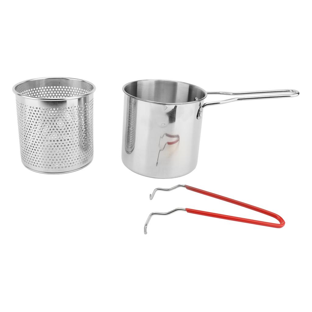 Deep Fryer Pot with Basket 304 Stainless Steel Oil Filter Vessel Cooking Oil Container for Kitchen