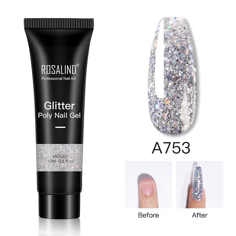 ROSALIND 15ml Γυαλιστερό Poly Nail Gel 6 χρωμάτων Quick Builder Extension UV λάμπα