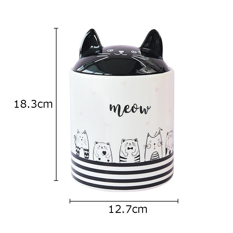 Cute Black Cat Decorative Jar and Lids Dressing Table Ring Necklace Jewelry Box Cosmetic Jar Ceramic Candy Pots Aroma Can