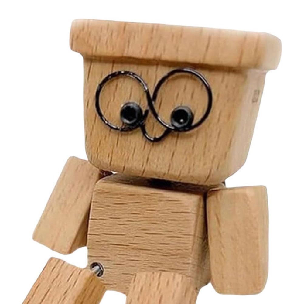 Shaking Wooden Man Figurine Handmade Car Ornaments Action Figure Little Nerdy Dolls Car Accessories Car Ornaments Creative Gifts