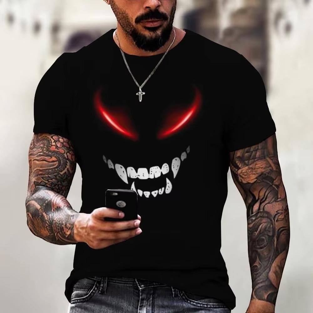 

Men s T-shirt Devil Graphics Short Sleeved O Neck Streetwear Tops Tee Loose Outdoor Sportshirt Outdoor Oversized Clothing 6XL