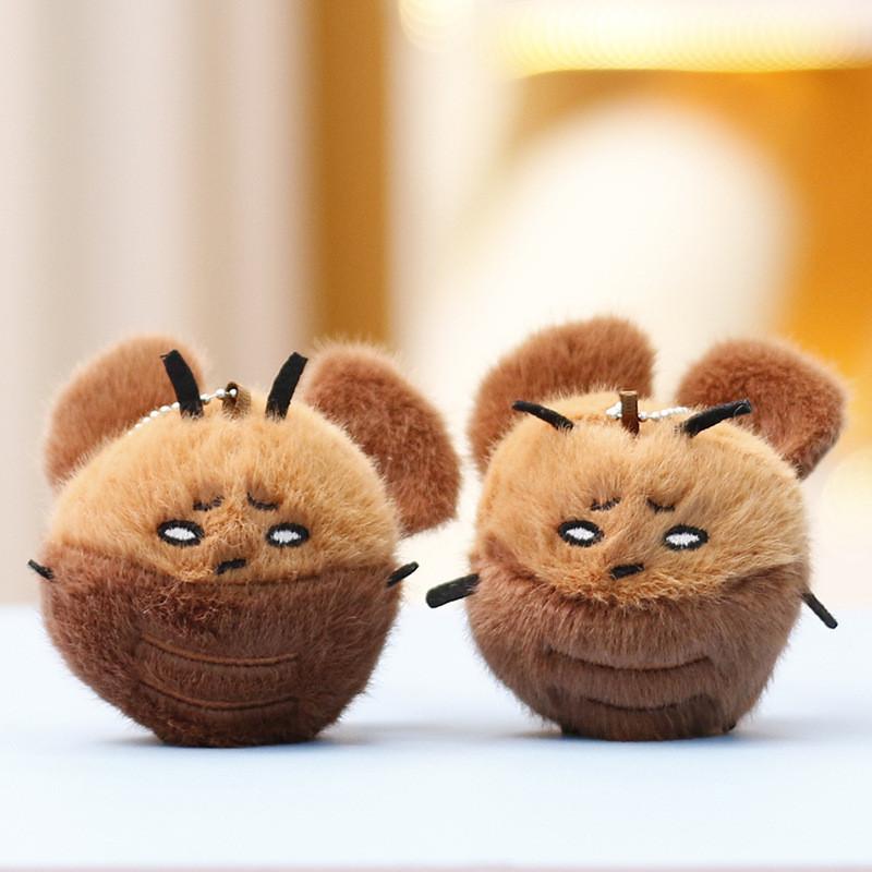 Cockroach Round Eyed Plush Keychain Stuffed Toy Cartoon Bag Decoration Gift
