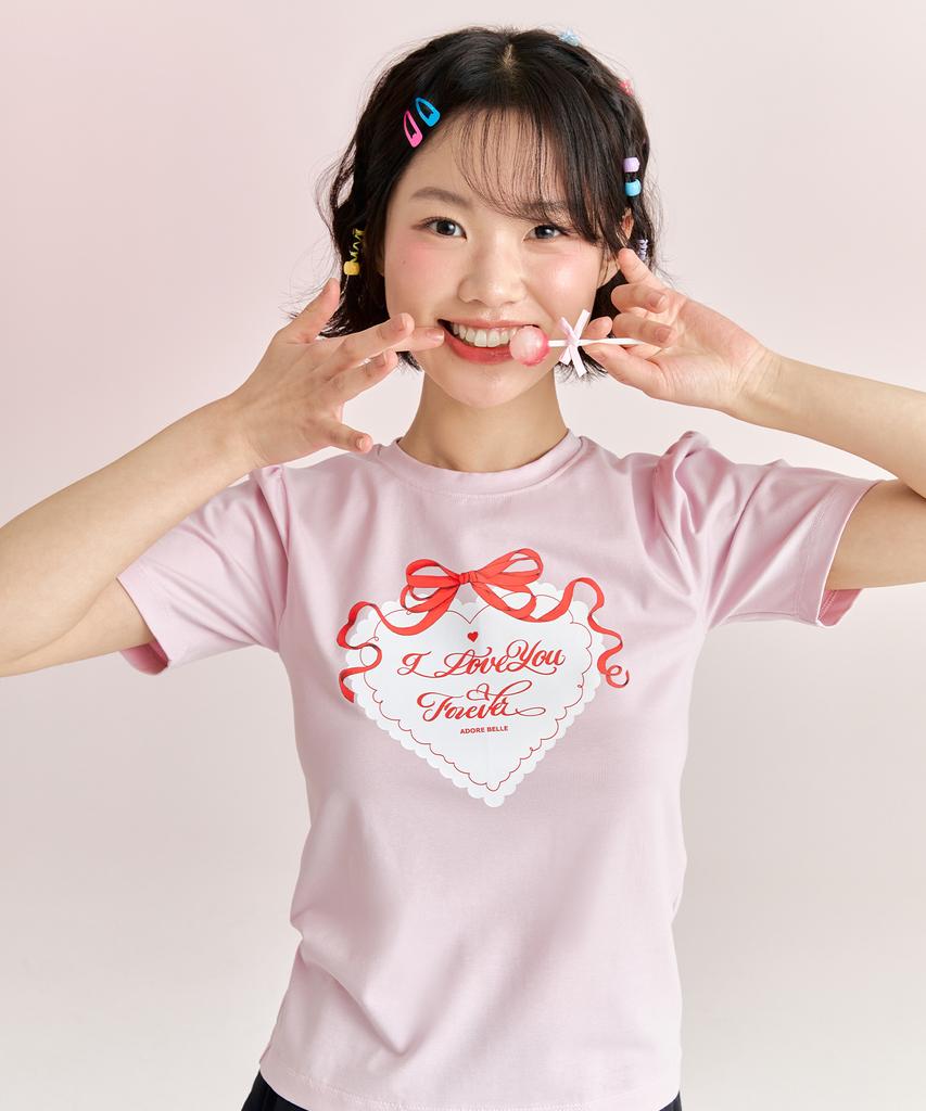 ADOREBELLE Red Heart T-Shirt - Pink