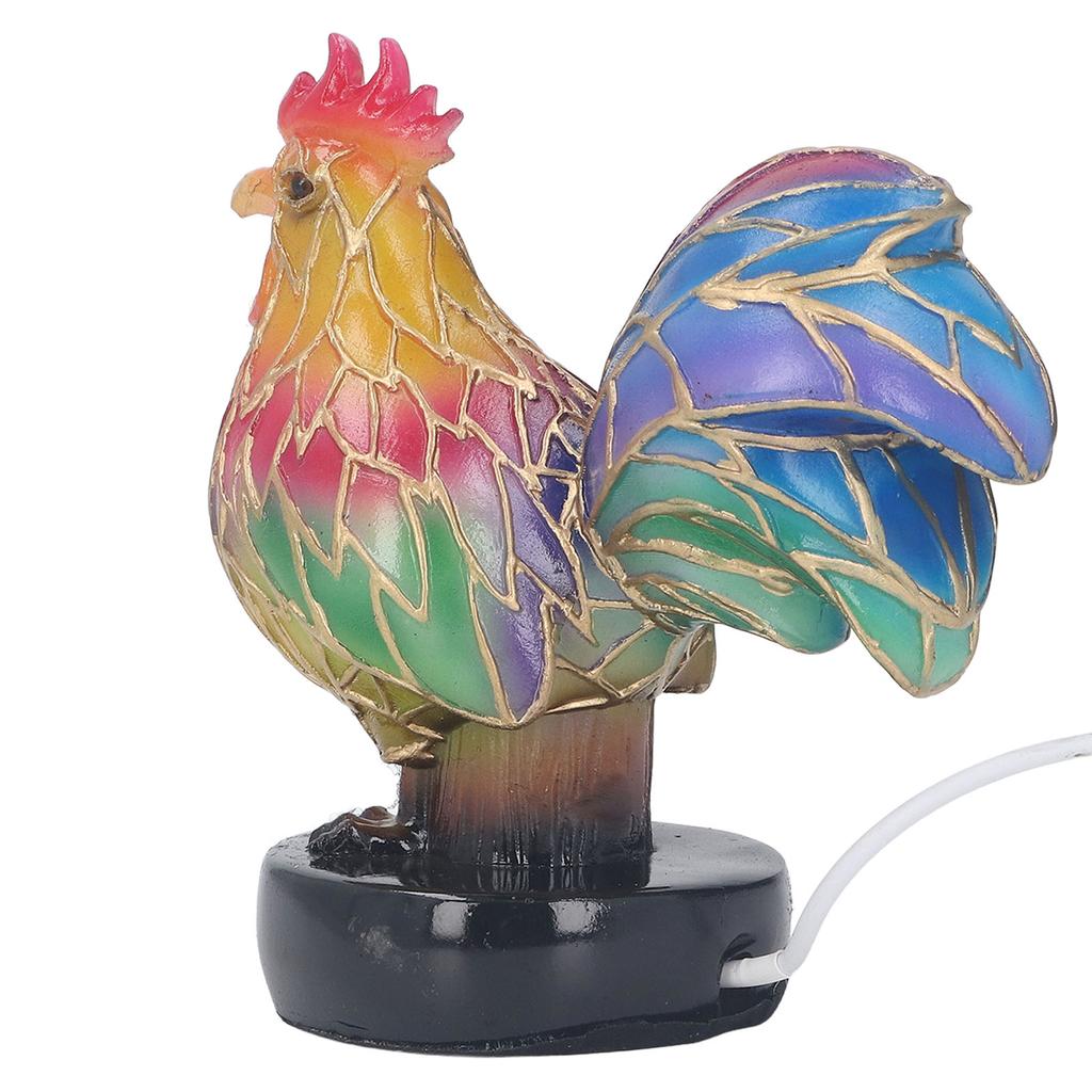 Stained Resin Rooster Table Lamp Night Light LED Animal Night Light for Home Decoration Bedside