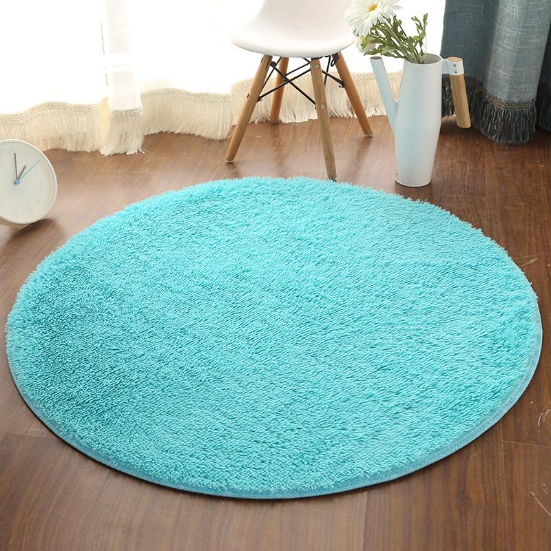 Silk Wool Round Rug Carpet Living Room Bedroom Bedside Floor Mat Tender Comfortable Simple Daily Warmth Various Colors Aesthetic