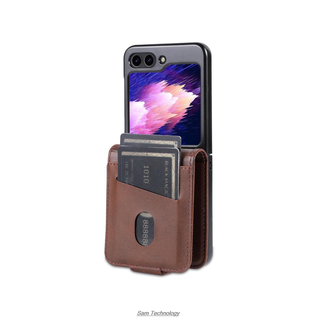 Deluxe Magnetic Adsorption Leather Fitted Case for Samsung Galaxy Z Flip 5 / Z Flip5 Flip Cover Protective Case Fundas Coque