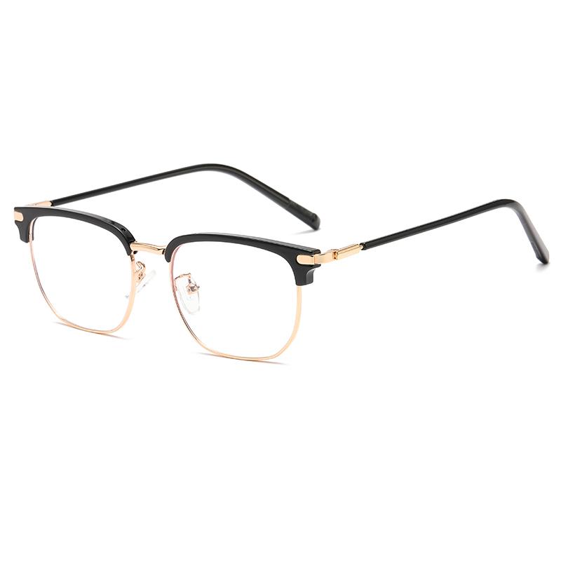 Retro Eyebrow Glasses Frame Anti Blue Light Myopia Eyeglasses Casual Half Frames Men Design Classic Flat Light Glasses Female