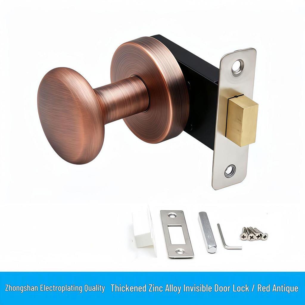 Gray Concealed Invisible Bedroom Door Handle with Hidden Solid Ball Lock