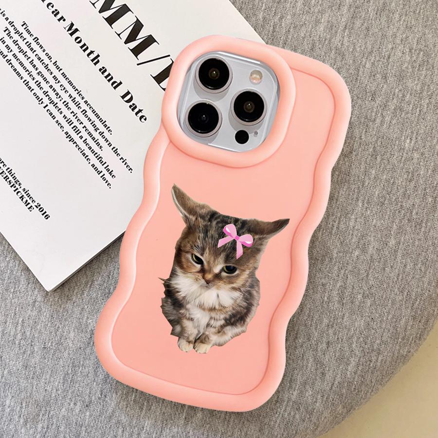 Angry Cat Bow Case for iPhone 15 Plus 12 16 Pro Max 8 11 XR 14 13 17 Air Soft Phone Cover