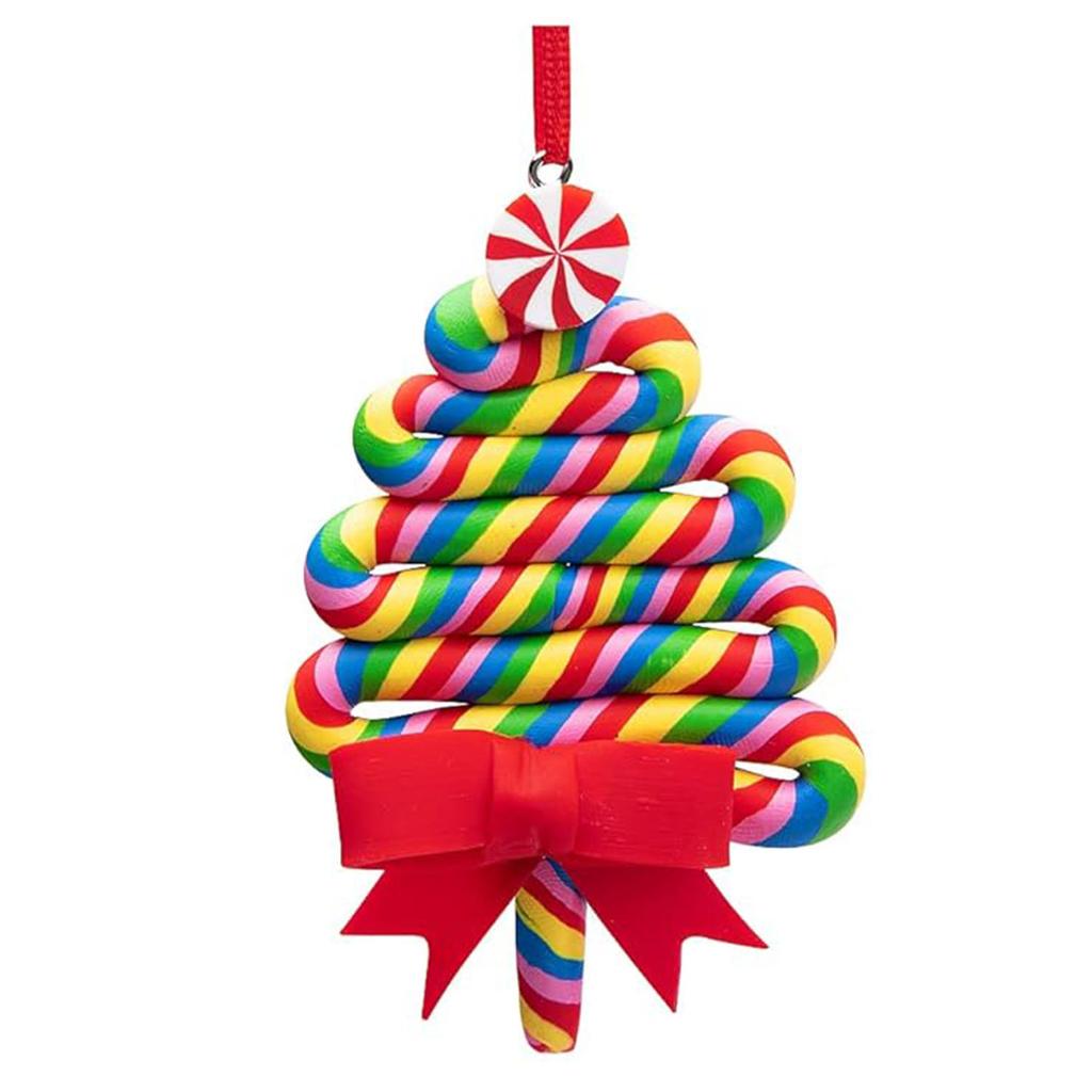 Christmas Lollipop Ornaments- Rainbow Lollipop Hanging Ornaments- Christmas Candies Polymer Clay Ornament for Xmas Tree