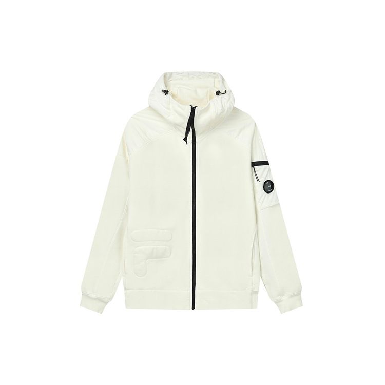 Fila C.P. Company Collaboration Knitted Logo Sports Hoodie Jacket Men Jackets A11M149503F-WT