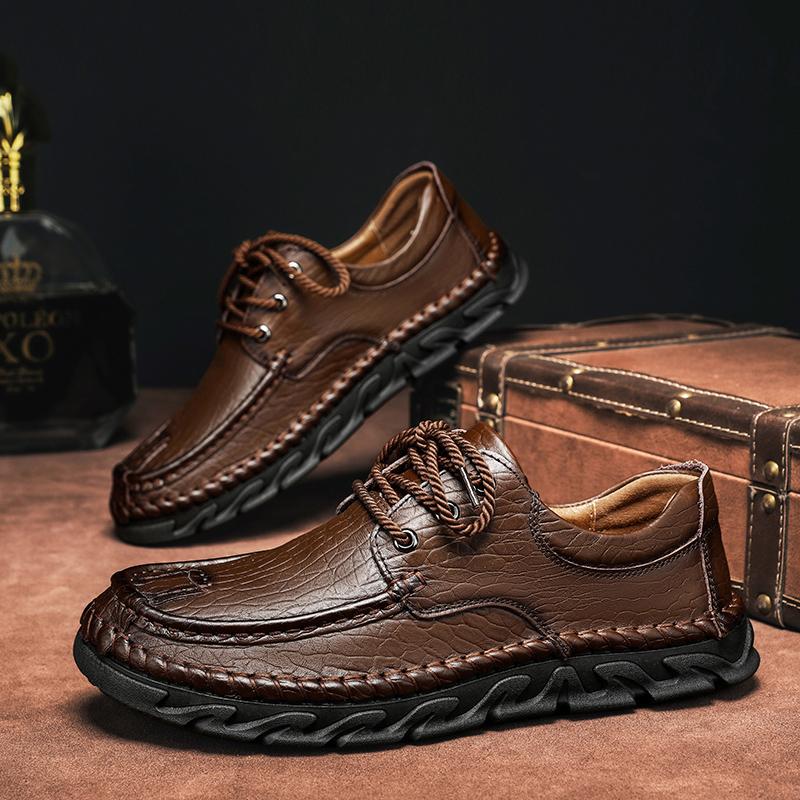 Luxury Brand Men Hiking Shoes High Quality Genuine Leather Shoes Handmade Man Casual Shoes Non-Slip Leisure Men Treking Footwear