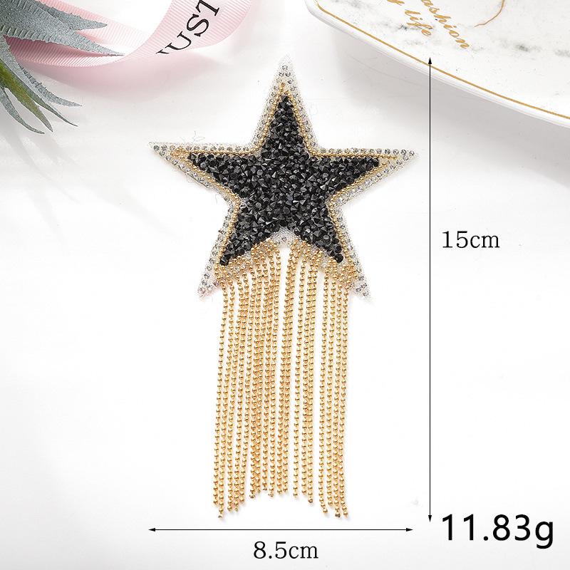 Colorful Tassel Cloth Patch with Diamond Star Design and Hot Melt Adhesive