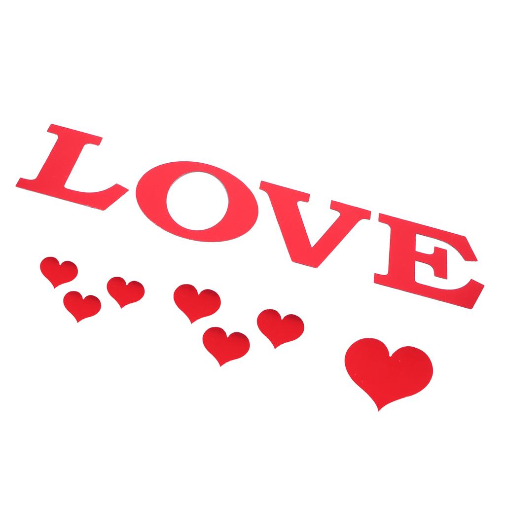 Spiegel Wandaufkleber Herzform DIY Wandaufkleber für Zuhause Schlafzimmer Wohnzimmer DekorationRot