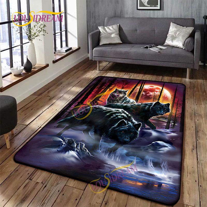 Animal Art Tiger Washable Square Soft Wolves Rug Living Room Bedroom Decorative Floor Mat Kitchen Bathroom Door Mat carpet.