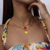 Fashionable Maple Leaf Pendant Necklace Crystals Autumn Leaves Jewelry for Women with Dainty Double Layer Designs