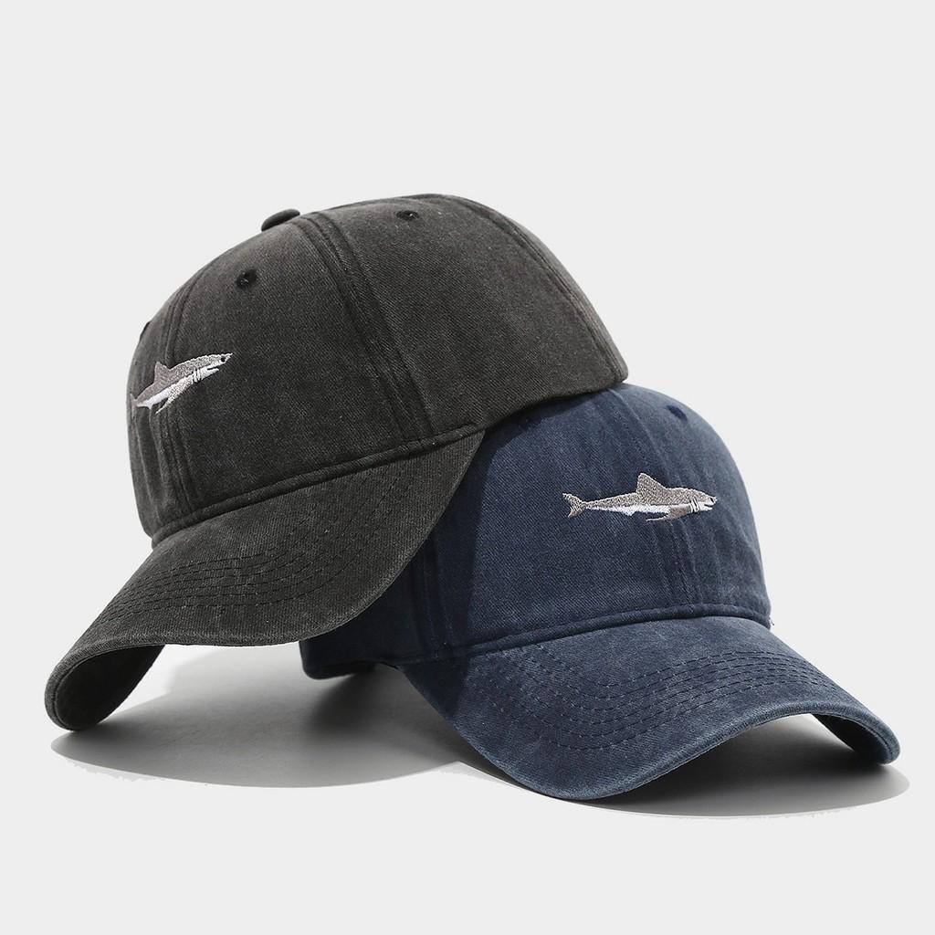 Vintage Haifisch Baumwoll-Baseballkappe Mit Stickerei Für Streetwear Und Sonnenschutz