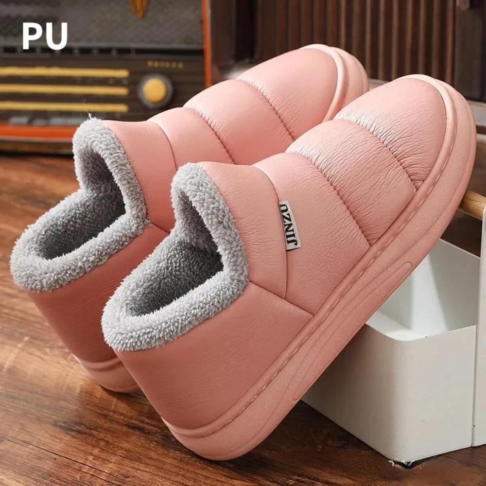Ankunft wasserdichte Damen PU Leder Schneestiefel warmes kurzes Plüsch Stiefelette weibliche Winterschuhe Frau große Übergröße 41 45