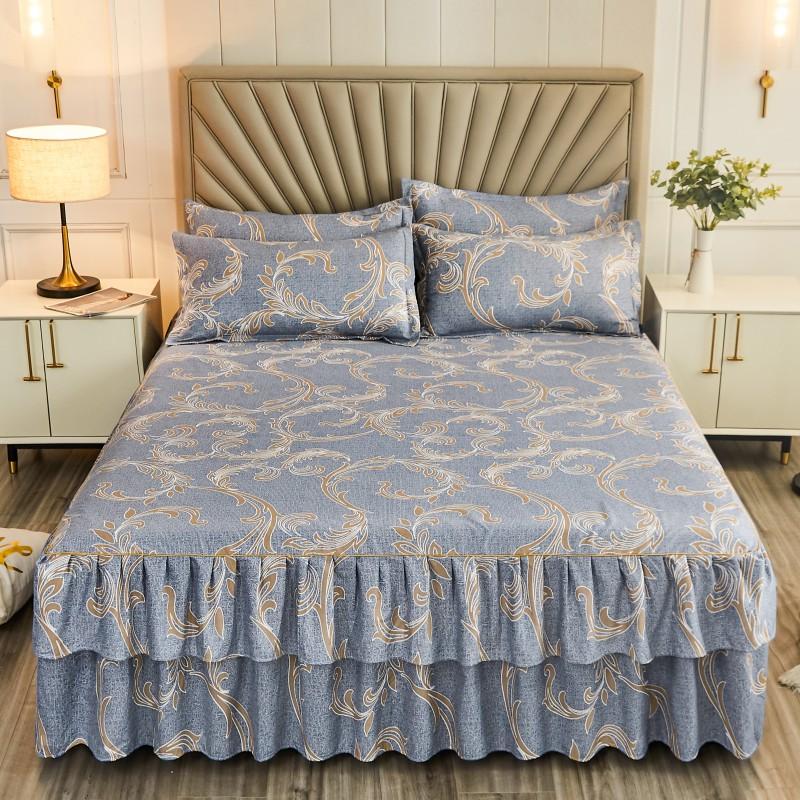 Floral Style Bed Skirt Women/Girls Room Bedspread Skirt Style Bedsheet Falda De Cama Home Bed Cover (Pillowcase Need Order)