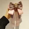 Korean Style Bow Tie With Striped Pattern And Rhinestone Accents For Women And Men