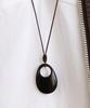 Tatiana Black Pebble Leather String Long Necklace Nz2539