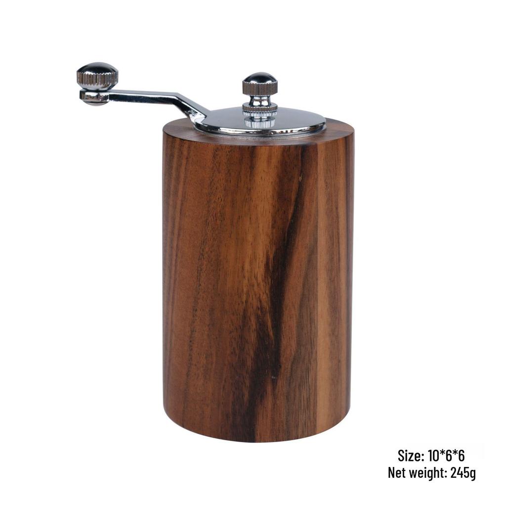 Hand-Cranked Solid Wood & Acrylic Pepper Grinder for Kitchen & Restaurant
