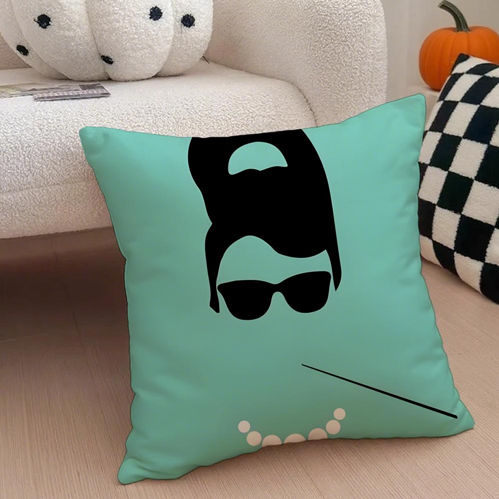 nice BBreakfast at Tiffanys Audrey Hepburns Cushion Cover Throw Pillow Cover Hidden Button Durable Polyester Chair Cushion 30X30cm