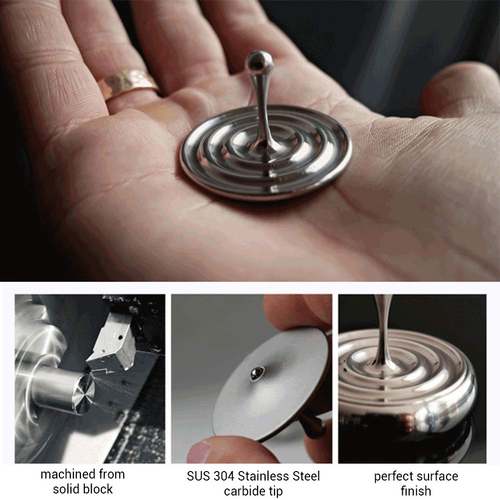 Sanwer Metal Water Droplet Desktop Toy with Spinning Rotating Magnetic Spinning Desktop Droplet Spinner Hand Twist Tabletop Base Gyro, Base, Top, Toy,