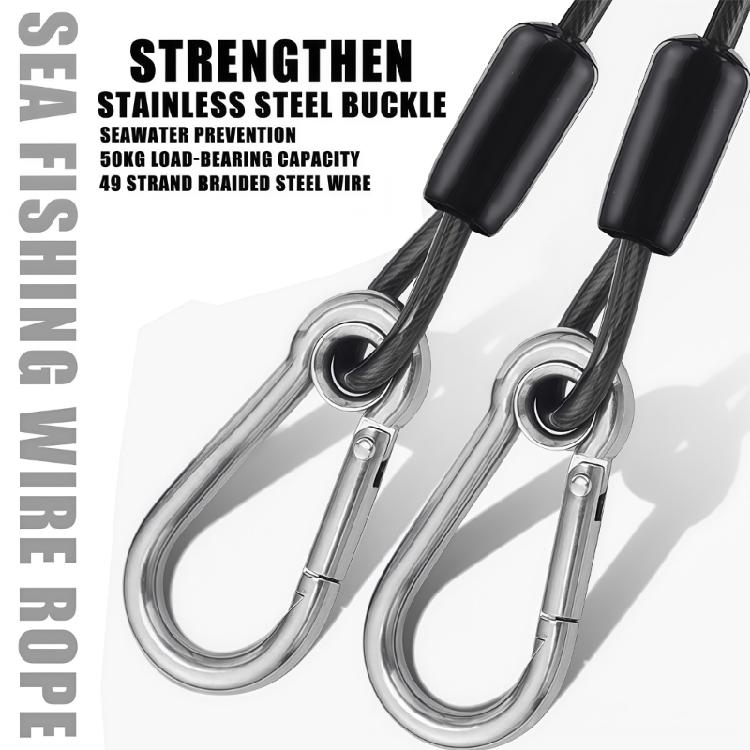 Telescopic Secure Gear Tether Elastic Fishing Lanyard with Carabiner Stainless Steel Safety Rope for Outdoor Activity