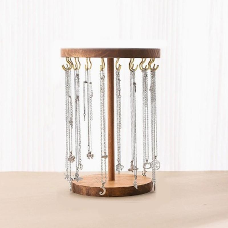 Bracelet Hanging Stand Jewelry Display Rack Wood Texture Bracelet Holder for Displaying Necklaces Earrings and Bracelets