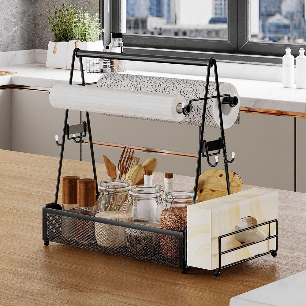 Portable Grill Caddy BBQ Caddy for Outdoor Grill Versatile Kitchen Organizer Rack with Paper Towel