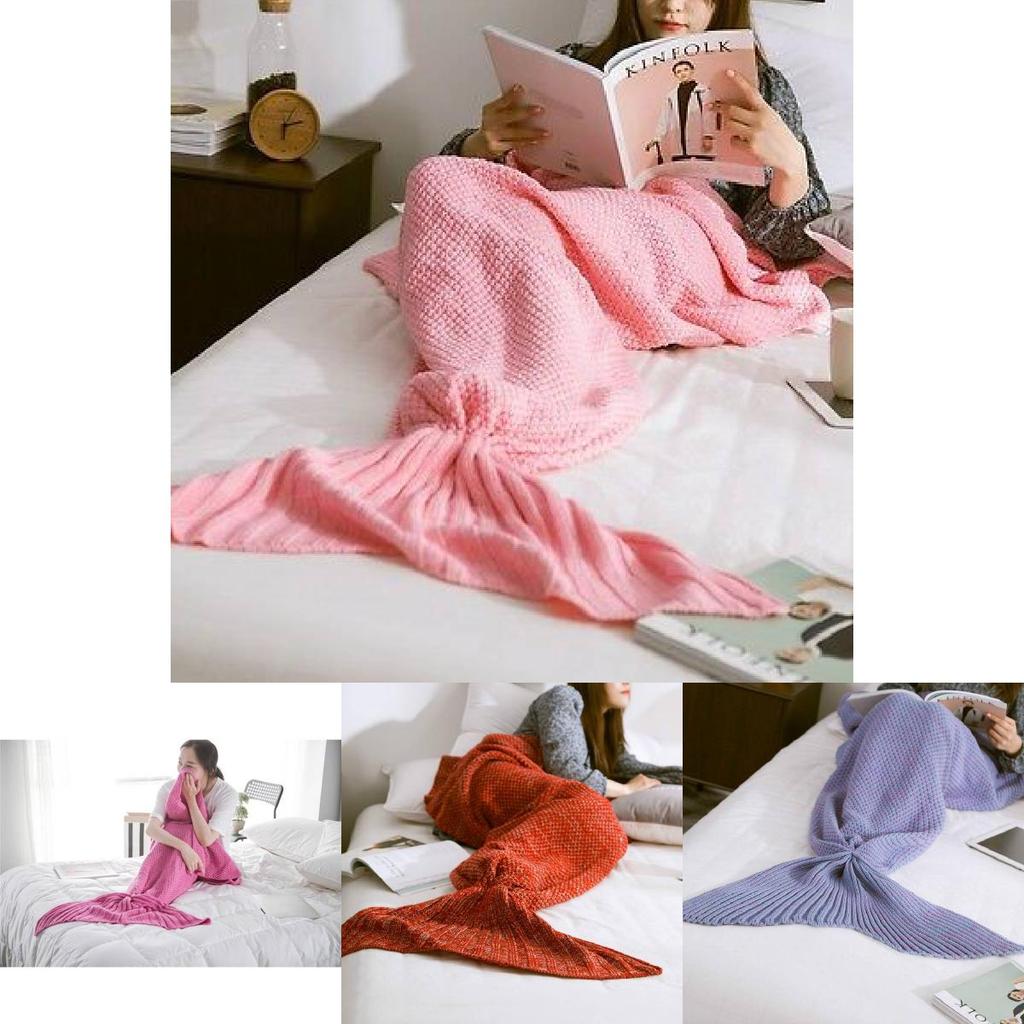 Cozy Mermaid Tail Blanket Soft Knitted Acrylic Blanket For Modern Minimalist Decor