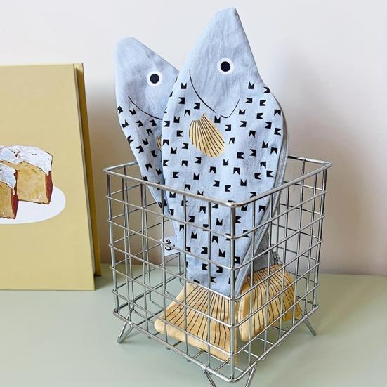 Pencil Bag Fish Shape Smooth Zipper Closure Pen Holder Large Capacity Thickened Canvas Stationery Organizer