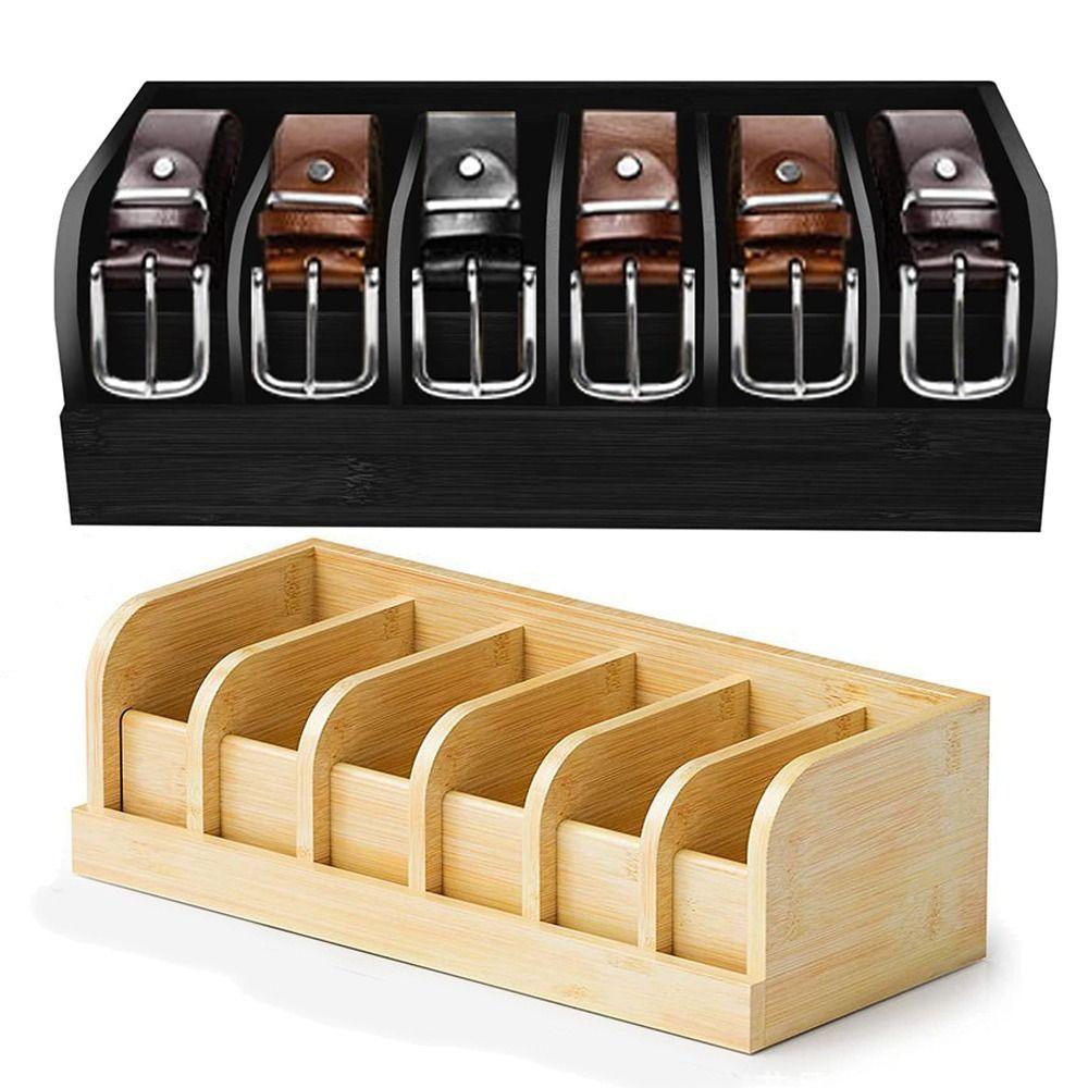 Natural Bamboo Belt Storage Box Save Space Belt Display Rack Purse Storage Holder  Women