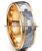 Silver-Gray Matte Hexagonal Tungsten Steel Ring with Gold-Plated Inner Circle - 8MM Wide