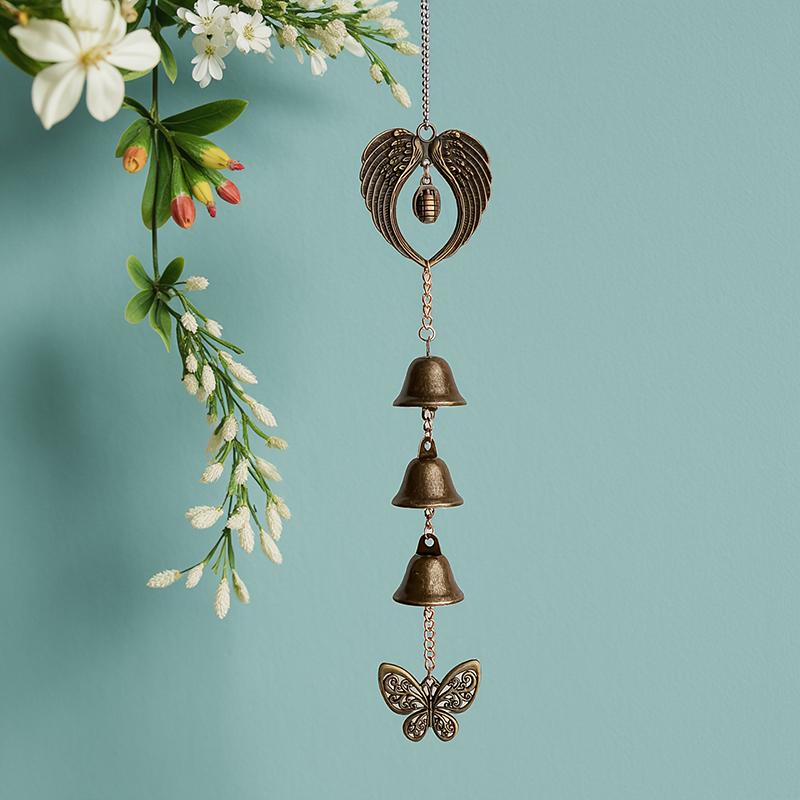 1Pc Butterfly Vintage Alloy Wind Chime Hanging Decor Home Wall Door Decoration Metal Bell Pendant Outdoor Garden Door Knob Charm