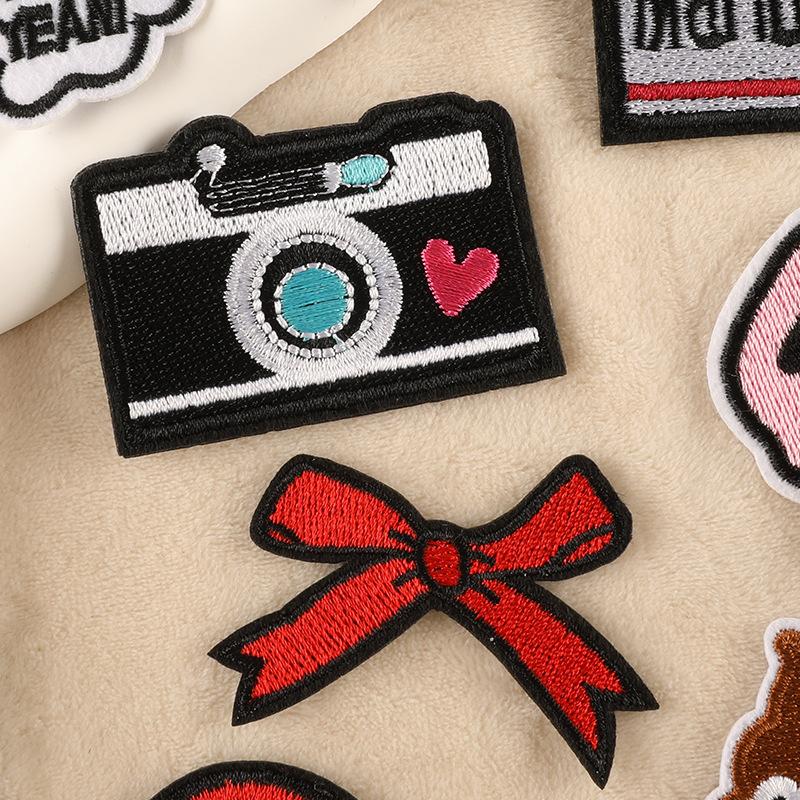 Embroidery label rainbow lipstick cloth logo badge clothing accessories European and American style patch sticker embroidery cloth sticker