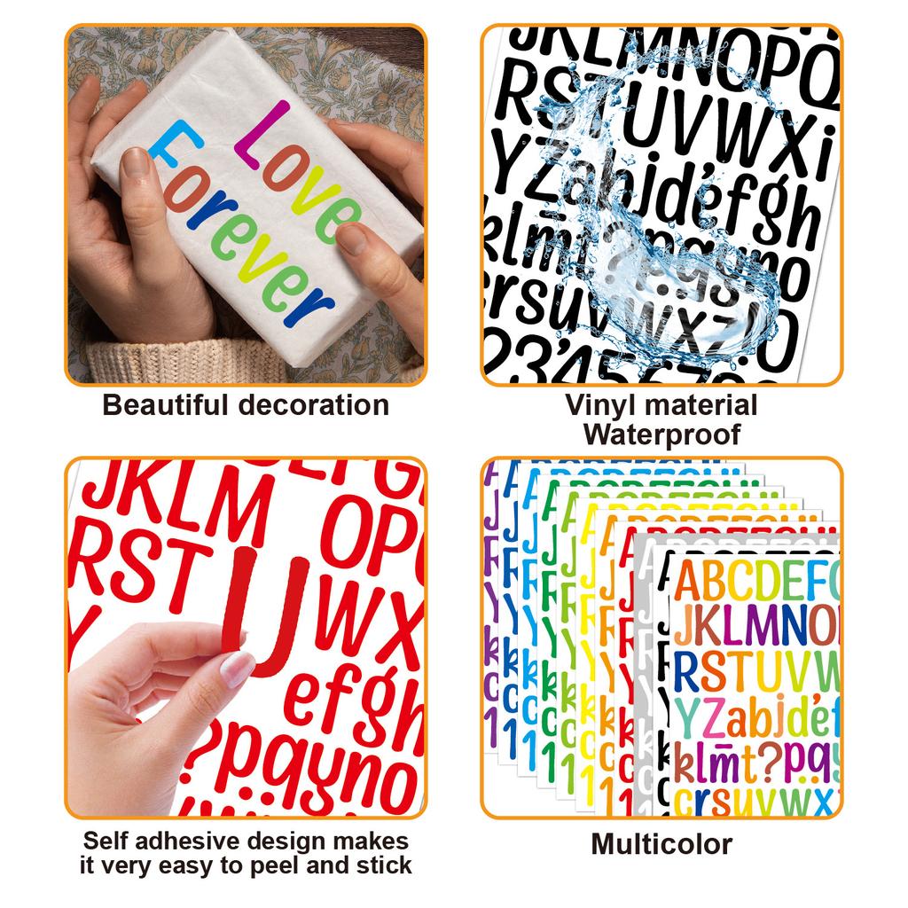 1.5-inch Letter Sticker Multicolor English Alphanumeric Combination Holiday Gift Decoration Waterproof Letter Sticker