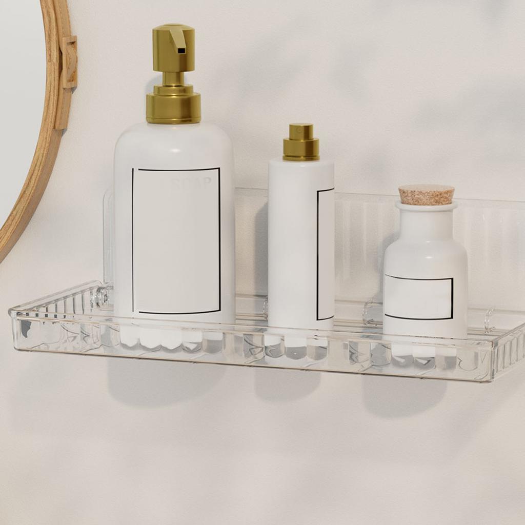 Wall Mounted Folding Shelf Transparent Punch Large Capacity Strong Foldable Floating Wall Shelves for Bathroom