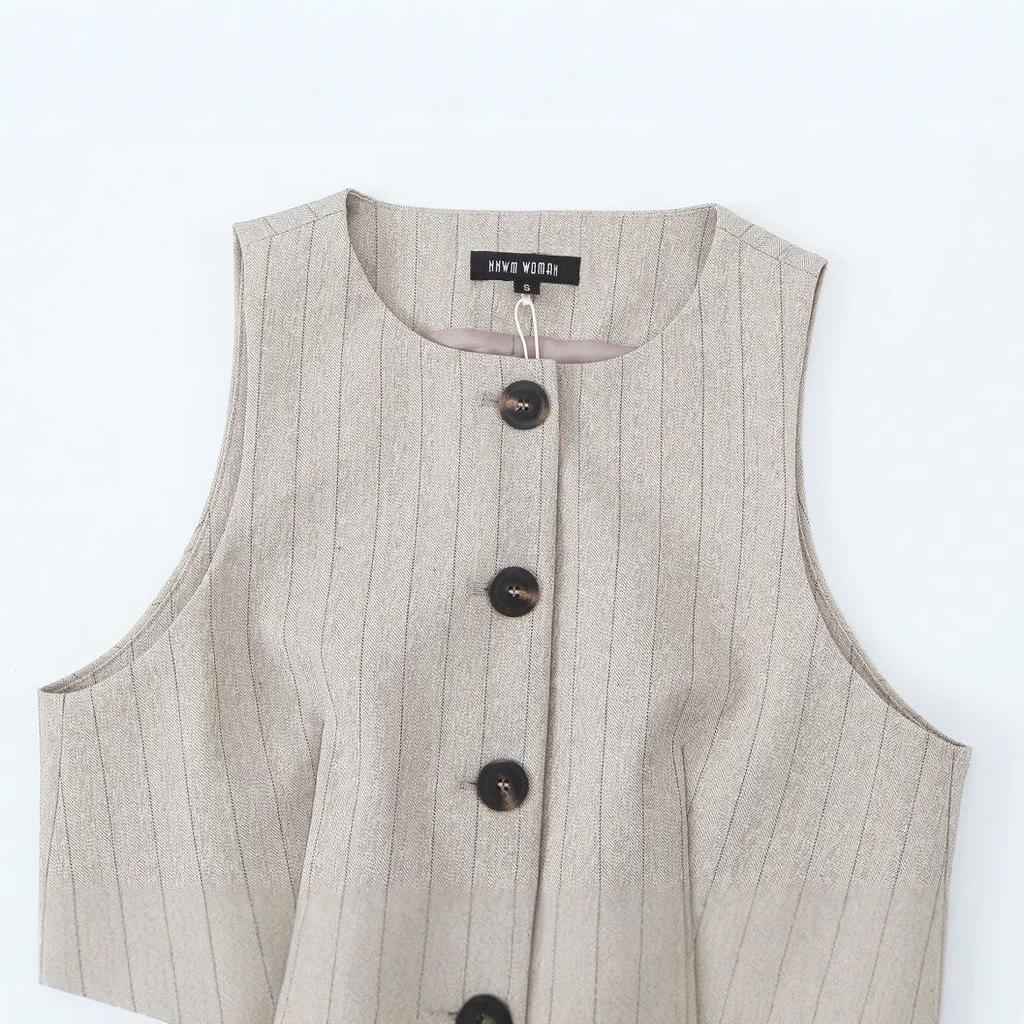 Wiosna 2025 Damska Kamizelka Bez Rękawów i Spodnie Casualowe - Moda w Stylu Euroamerykańskim